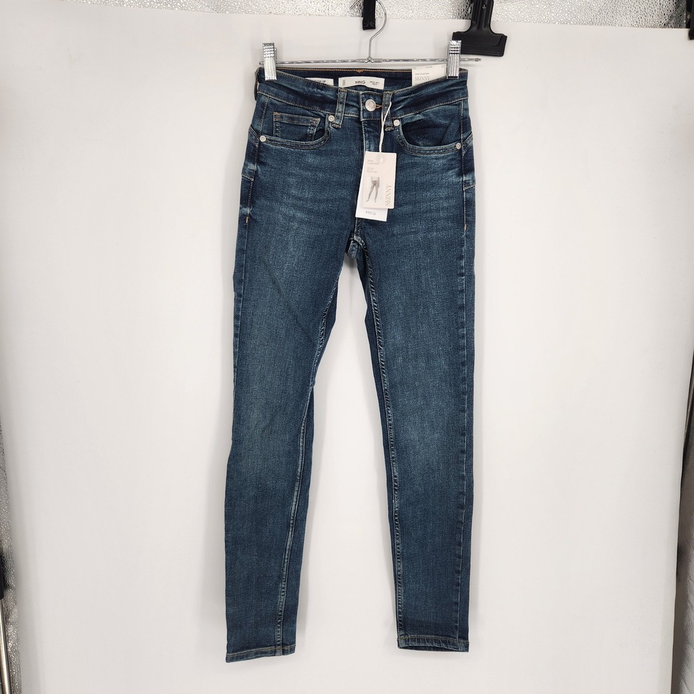 Mango MNG Skinny Push Up Jeans Low Waist Dark Wash Blue Size 1 EUR 32